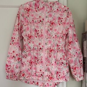 George (UK) Pretty Pink Floral Kids Raincoat size age 11-12. Like new.